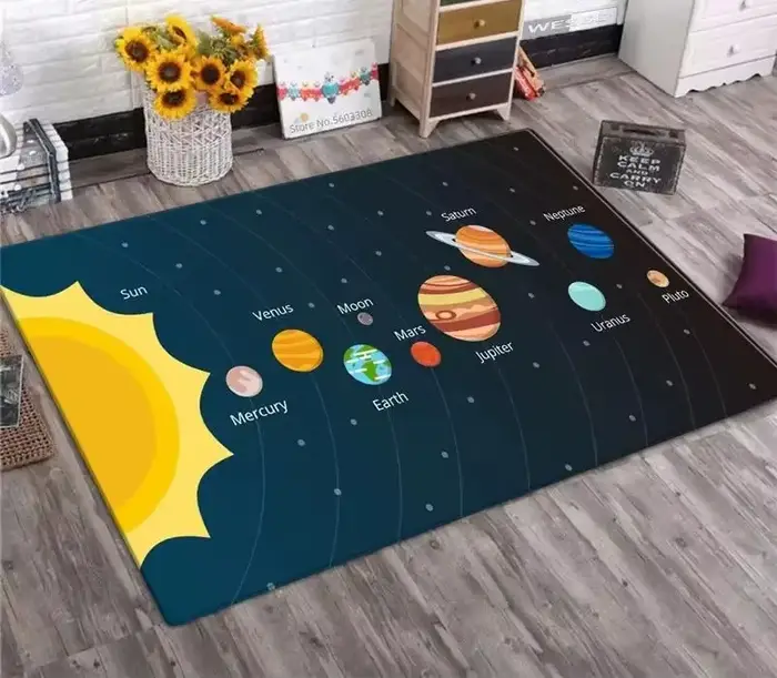 Tapis système solaire Planet Galaxy Design pour salon et chambre d'enfants