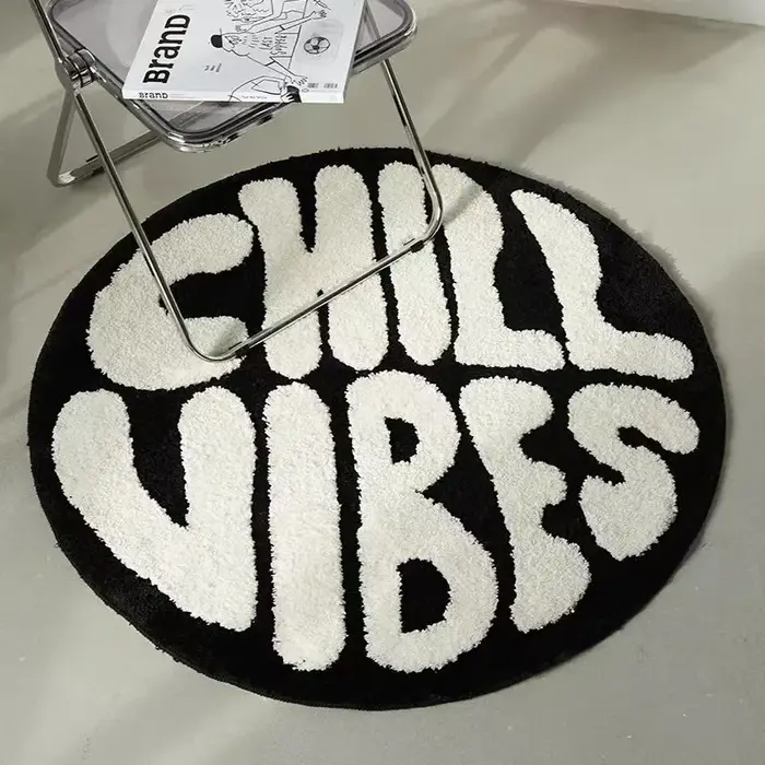 Tapis rond épais en peluche pour décoration de chambre à coucher