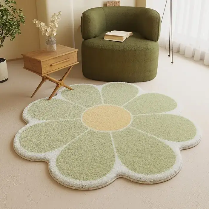 VIKAMA Tapis rond à fleurs fraîches
