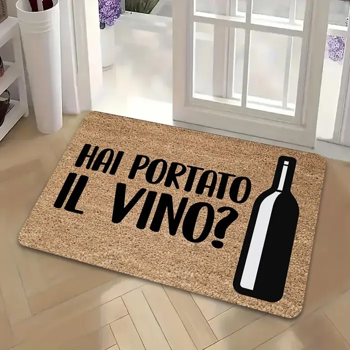 VIKAMA Tapis d'extérieur humoristique à thème italien, tapis de bienvenue pour hall d'entrée, tapis 