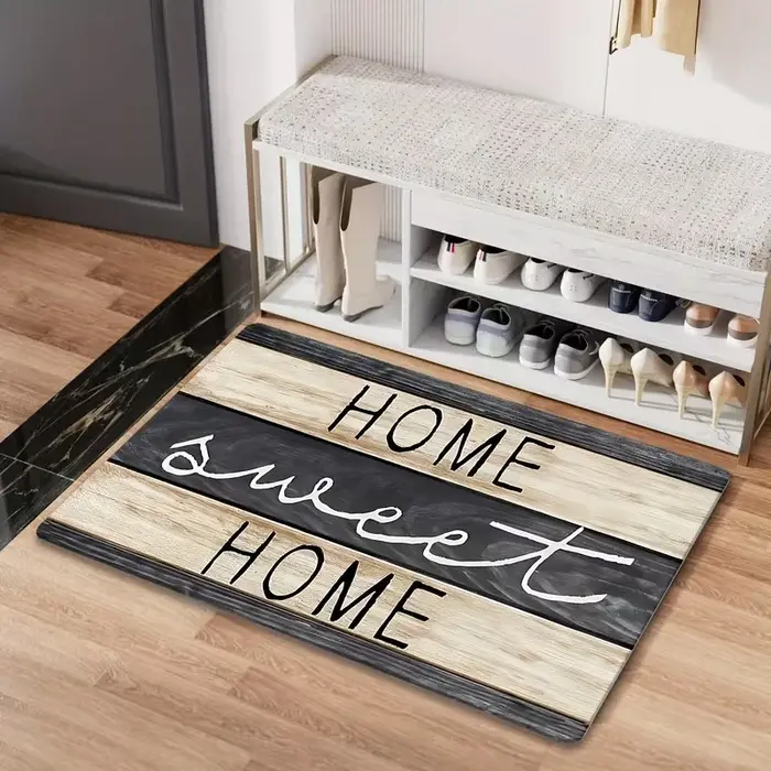 Tapis de porte extérieur durable avec motif bois rustique