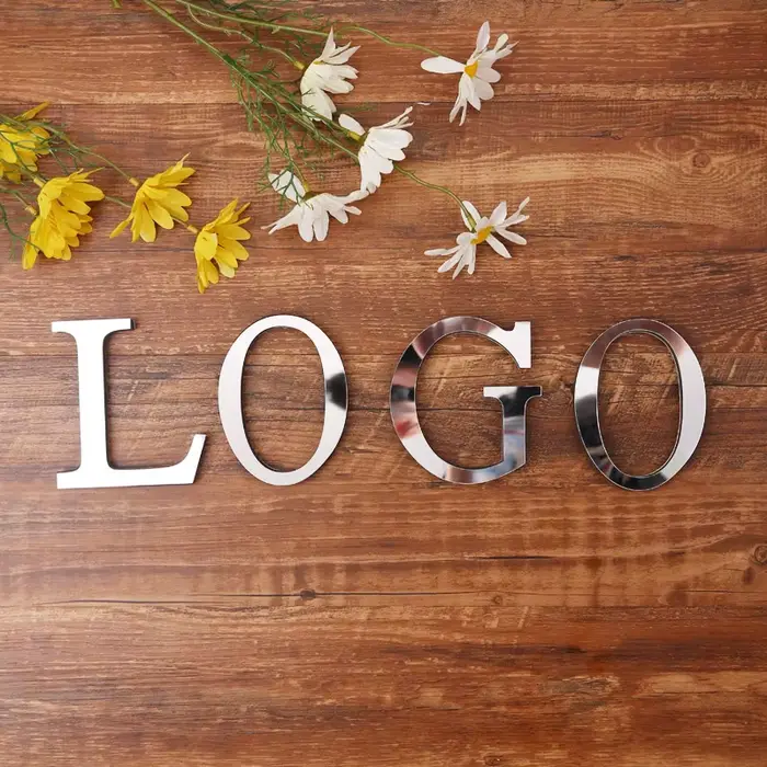 Autocollant mural miroir 3D en acrylique avec lettres argentées, affiche de l'alphabet pour décorati