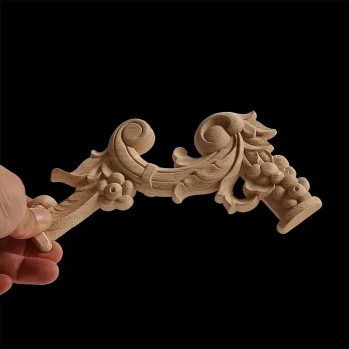 Appliques en bois fleur d'angle, sculpture exquise, meubles naturels, moulures en bois, accessoires 