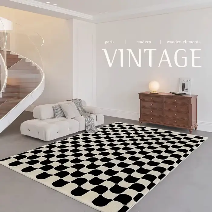 Tapis en damier rétro français