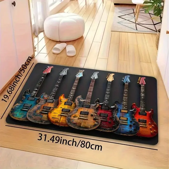 Tapis de guitare électrique vintage VIKAMA, thème rock, antidérapant et lavable, pour studio de musique, chambre à coucher, décoration de man cave