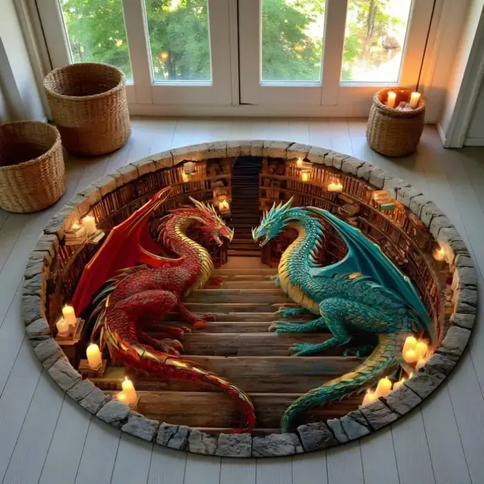 Tapis ronds de livre de Dragon