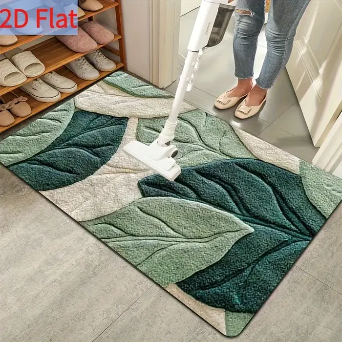 Tapis de cuisine à motif de feuilles vertes printanières
