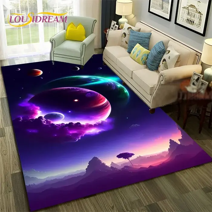 Tapis de sol antidérapant avec espace de l'univers 3D