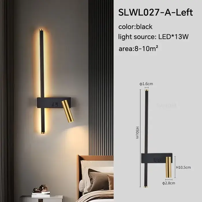 Applique Murale LED Moderne, Projecteur Réglable pour Chambre à Coucher, Fond de oral et, Canapé, Éc