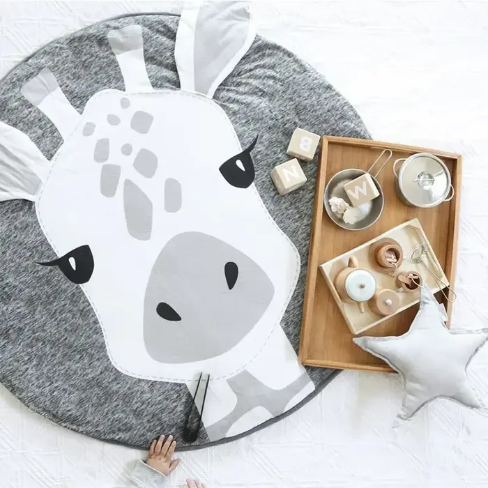 Tapis pour bébé, couverture de ramper pour nourrissons, tapis de jeu en coton, tapis rond à motif d'animaux de dessin animé, tapis de sol pour chambre d'enfant, accessoires de photographie pour nouvea
