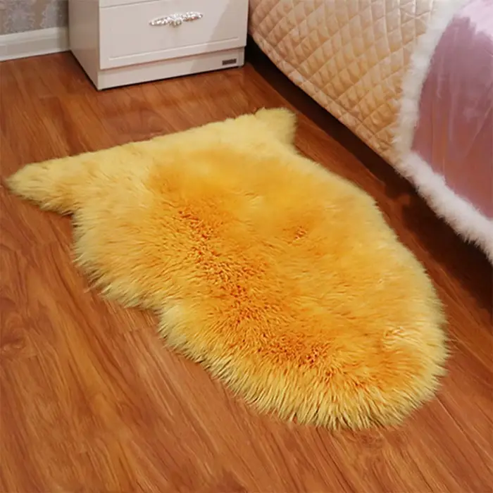 Nouveau tapis Imitation laine cheveux longs antidérapant Protection de sol