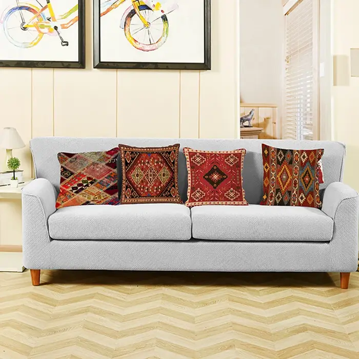 Taie d'oreiller décorative pour canapé, tapis persan ethnique, coussin géométrique, rouge, bleu, tribal, bergame, bohème, décoration de la maison