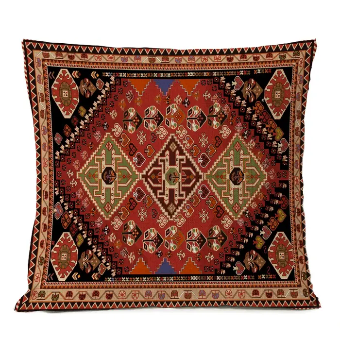 Taie d'oreiller décorative pour canapé, tapis persan ethnique, coussin géométrique, rouge, bleu, tribal, bergame, bohème, décoration de la maison