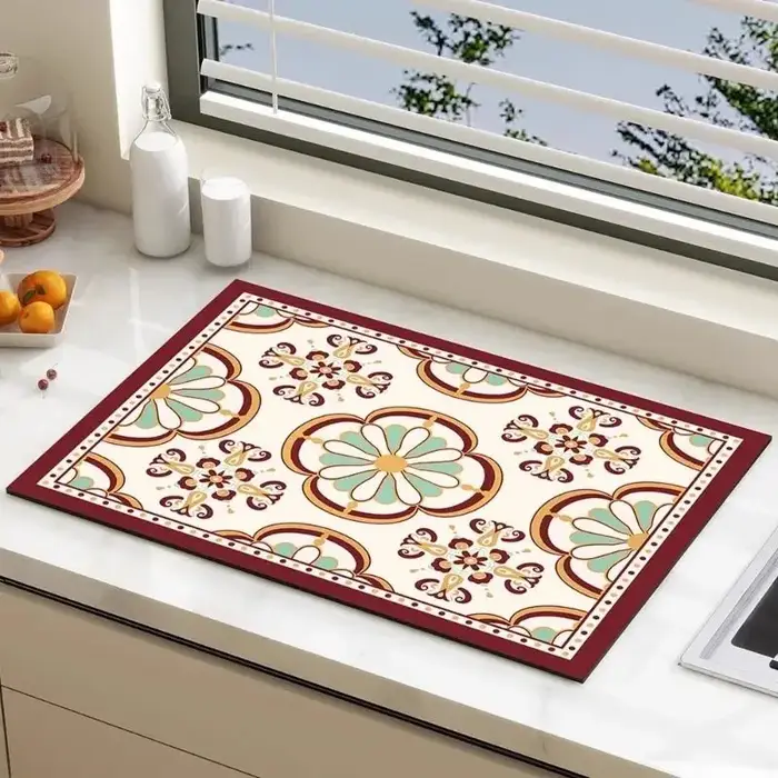 Tapis d'évier de cuisine vintage marocain Mandala VIKAMA