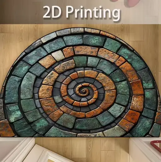 Tapis de sol élégant blanc et marron en spirale