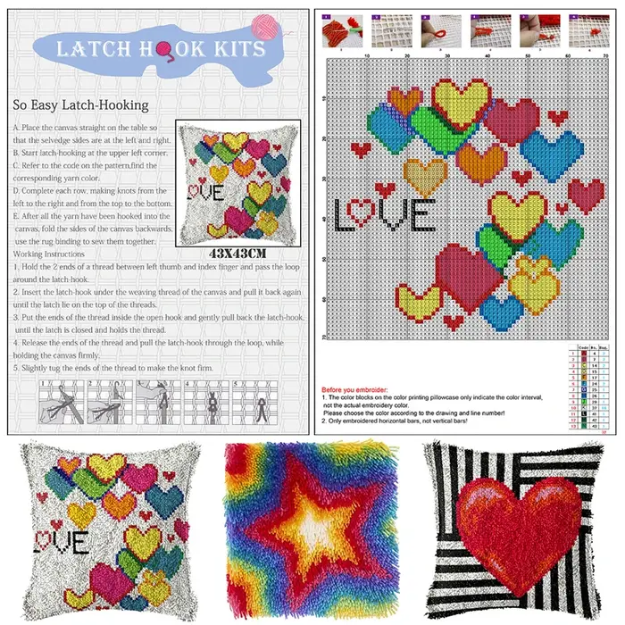 Ensemble de broderie de tapis de singe, kits de crochets de loquet, tapis artisanaux, toile en plastique, paquet de tapisserie à nœud, kits de fabrication de tapis smyrna knooppakket