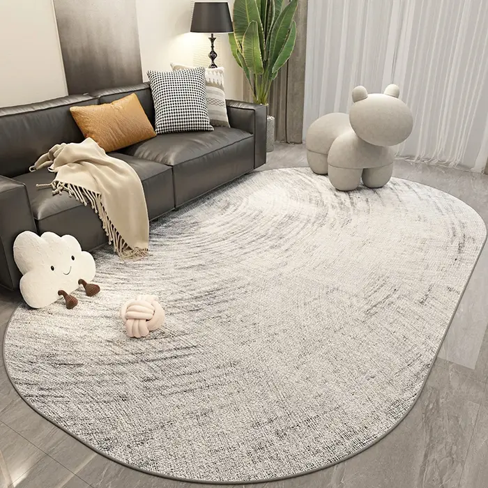 Tapis ovale de luxe léger pour décoration de chambre à coucher