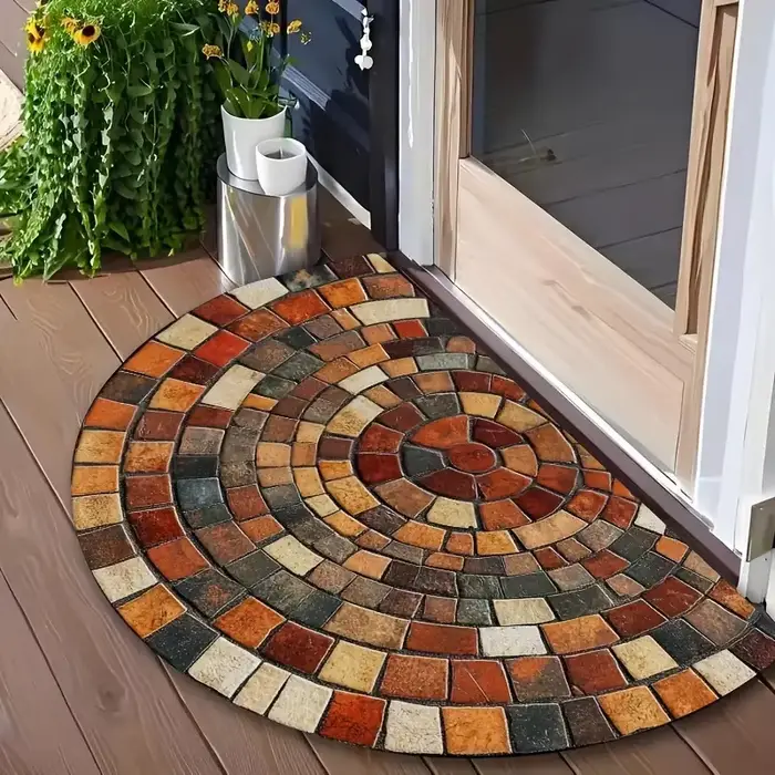 VIKAMA Tapis de bienvenue rétro américain – Convient aux halls d'entrée, aux balcons, antidérapant et absorbant l'eau, décoration de la maison