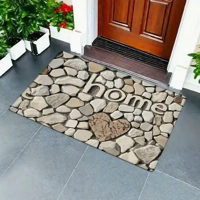 Tapis de porte de bienvenue en galets rétro, motif pierre, tissu Non tissé Durable, facile à nettoyer, tapis de sol intérieur et extérieur