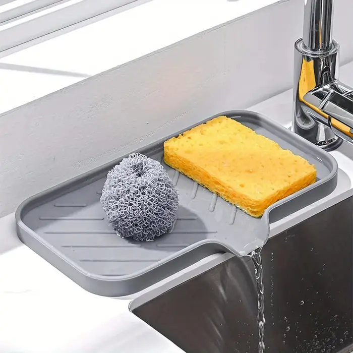 Support de rangement en silicone pour évier de cuisine avec égouttoir