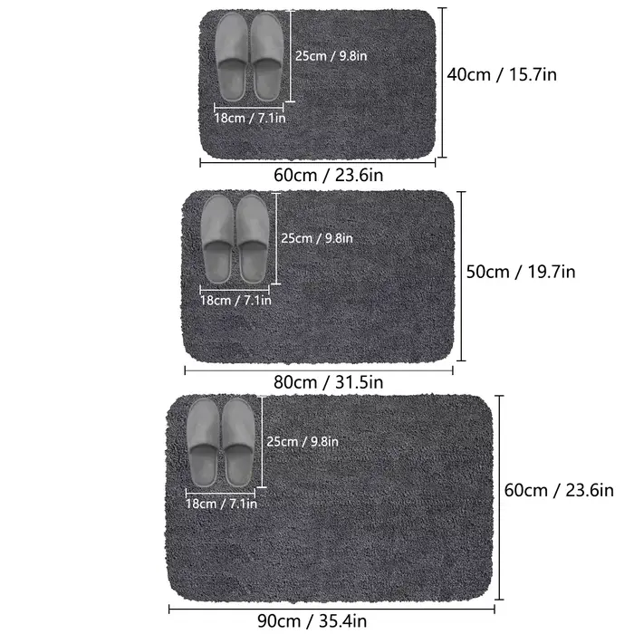 Tapis de salle de bain absorbant cheveux longs