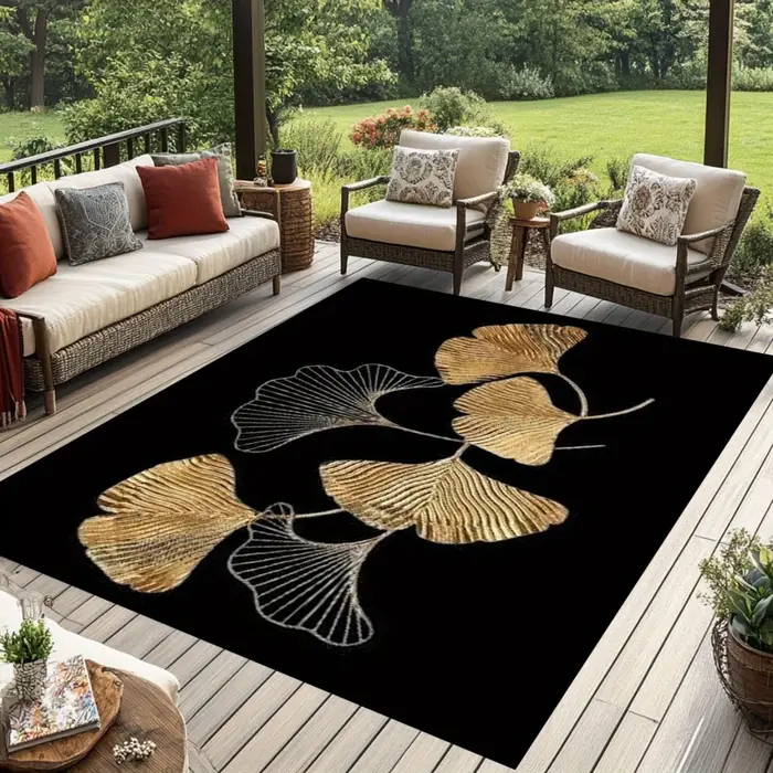 Tapis en flanelle imprimé feuille de ginkgo