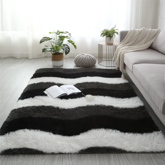 Tapis moelleux en peluche à imprimé léopard moderne
