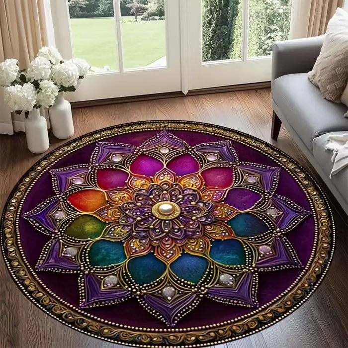 Tapis rond à motifs bohèmes