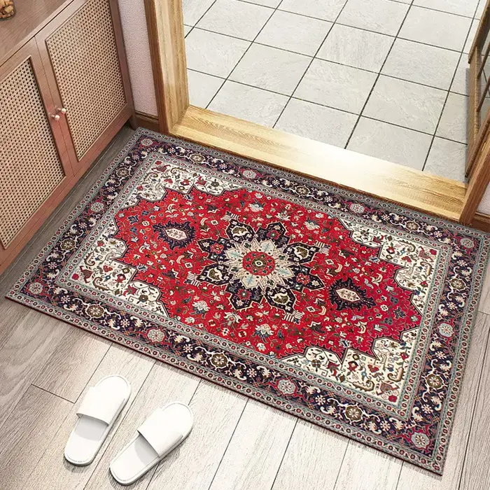 Tapis de bienvenue de style vintage européen pour le salon, tapis de porte décoratif, tapis de sol doux antidérapant pour l'entrée intérieure, tapis de bienvenue