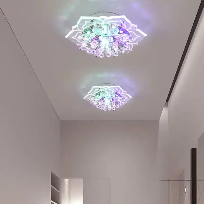 Créatif LED plafonnier cristal fleur lustre chambre couloir salon suspension lampe chambre cuisine d