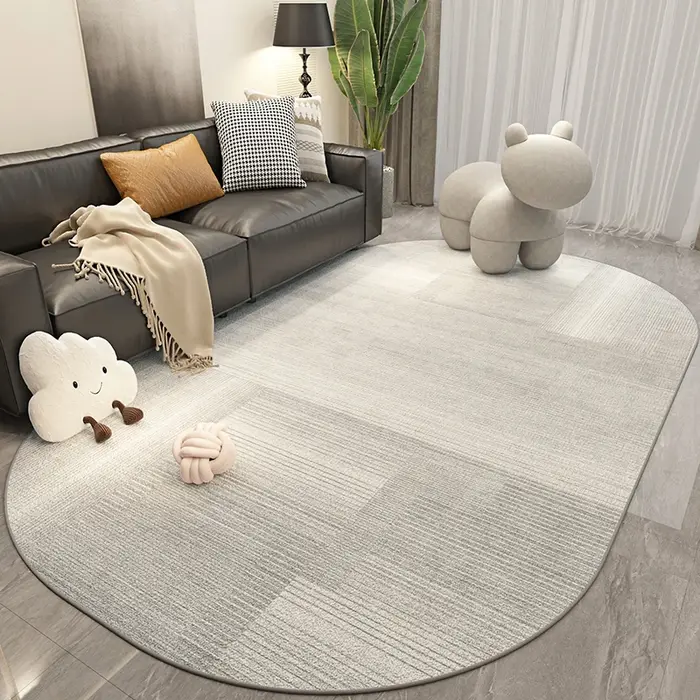 Tapis ovale de luxe léger pour décoration de chambre à coucher, tapis de Style nordique pour salon, 