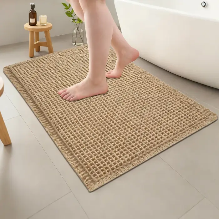 Tapis de bain gaufré Boho, antidérapant, lavable, Super absorbant, à séchage rapide, pour sol, décor