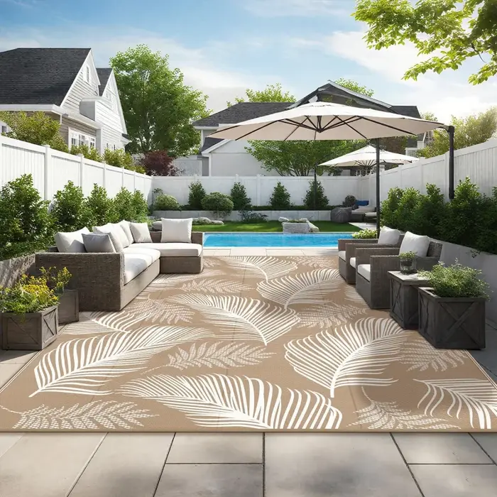 VIKAMA Tapis d'extérieur antidérapant et lavable à motif feuilles de palmier tropicales