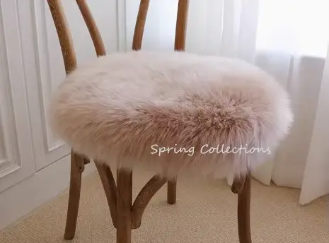Tapis de sol en laine de mouton Pure 100%, 35/40/45CM, coussin de siège rond, doux et poilu