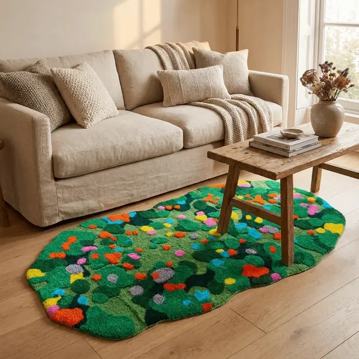 Tapis confortable en imitation cachemire irrégulier