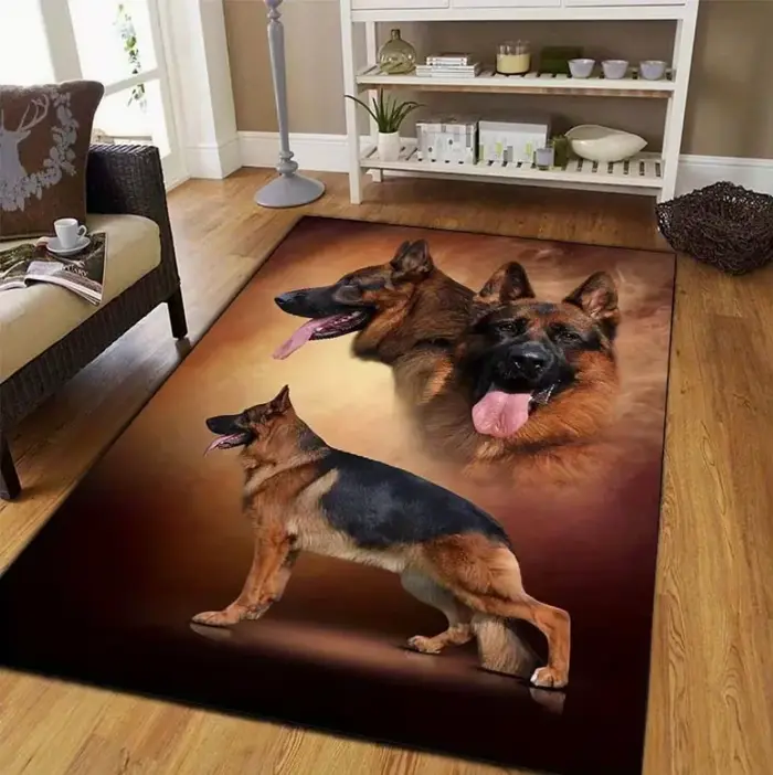 Tapis de salon Berger Allemand, thème mignon et apaisant, antidérapant, doux, facile à nettoyer, déc
