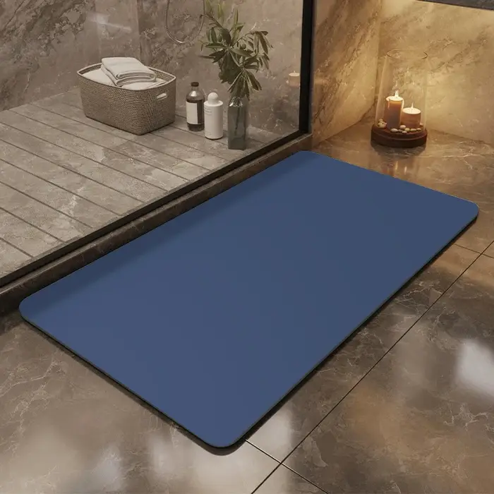 Tapis de sol antidérapant en boue de diatomée, couleur unie, résistant à la saleté, pour porte de salle de douche, d'entrée