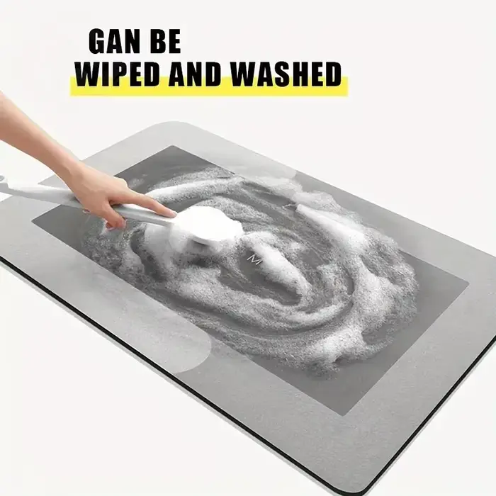 Tapis de bain en terre de diatomée super absorbant, antidérapant, séchage rapide, tapis de sol doux pour la douche, la buanderie, la chambre, la cuisine, le camping-car, la salle de bain
