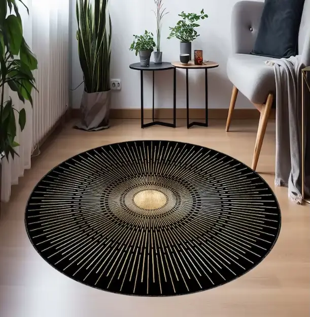 Tapis rond rouge de Style Vintage