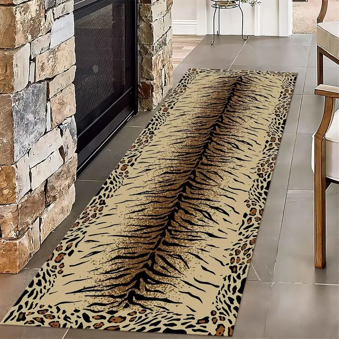 Chemin à rayures d'animaux pour entrée Boho Beige