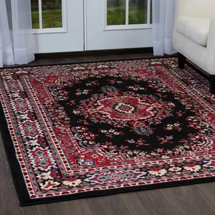 Grand tapis de style persan doux au design rétro