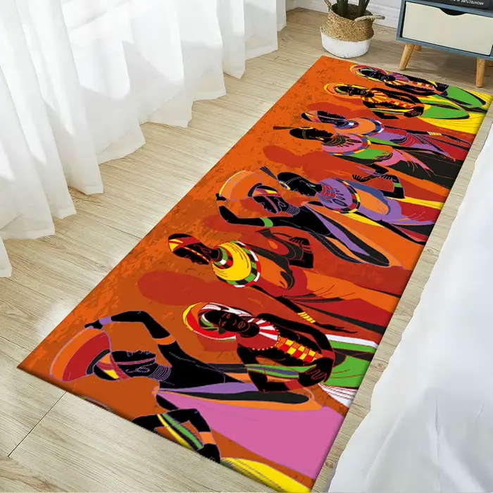 Tapis de Style Ethnique pour Salon et Chambre à Coucher, Motif de Femme Africaine Traditionnelle, en Polyester, Décoration de Maison, Polymères de Cuisine