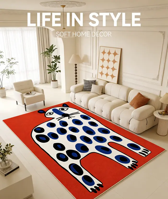 Tapis modernes abstraits à motifs animaliers pour chambre à coucher, tapis rouges pour salon, tapis 