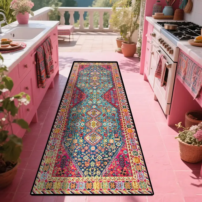 Tapis de couloir vintage aztèque, tapis tribal turc géométrique, tapis de sol long de luxe pour salon, cuisine, nouveau