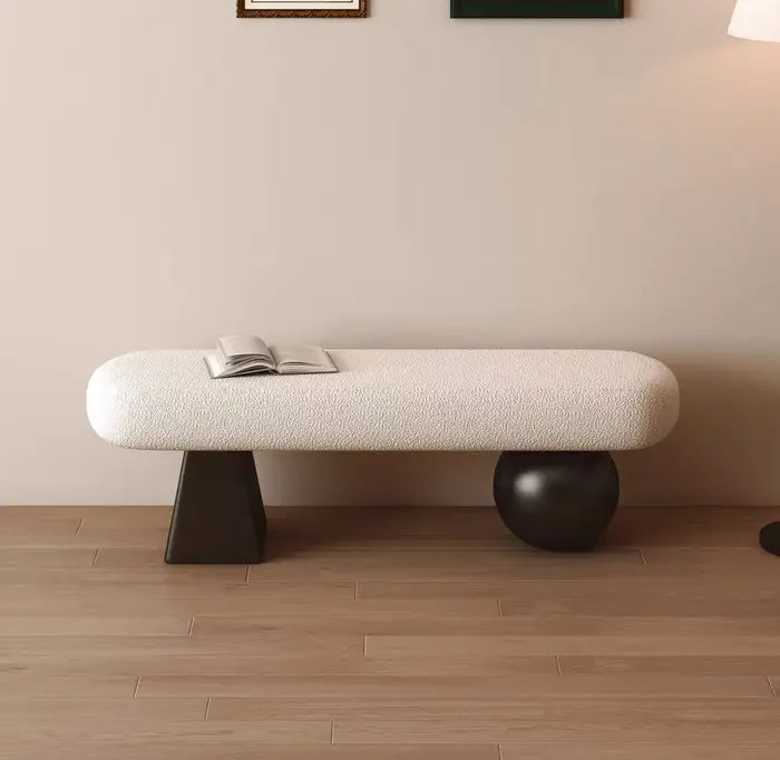 Banc d'entrée Art Déco moderne avec rembourrage Bouclé