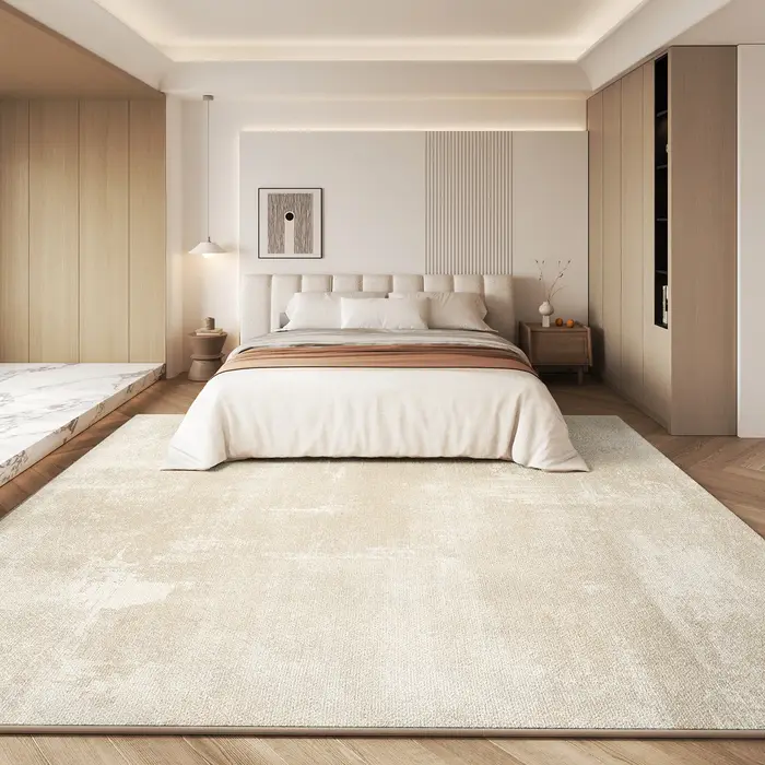 Tapis en peluche épais et antidérapant pour décoration de chambre à coucher