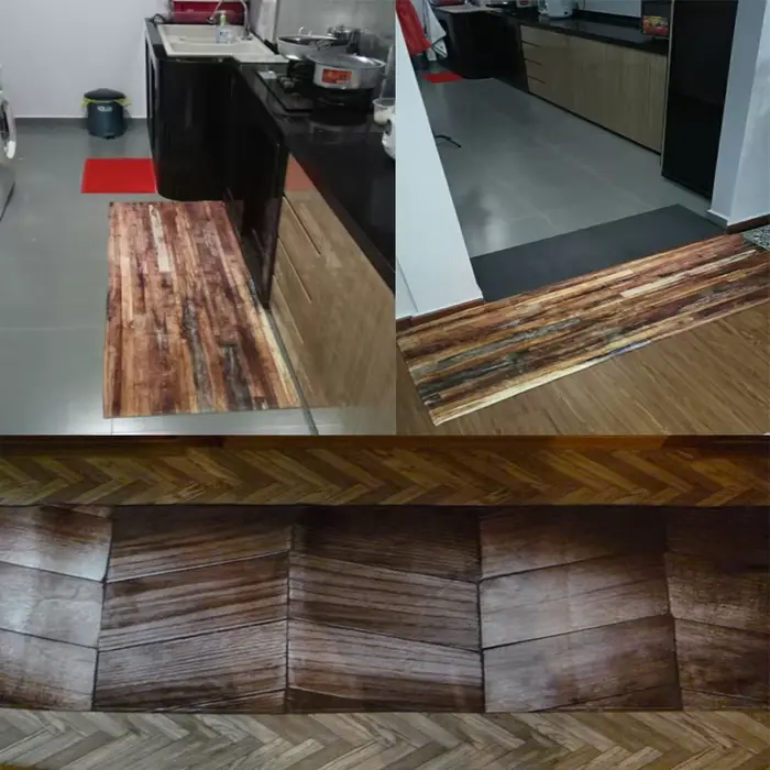 Tapis de cuisine géométrique en Grain de bois