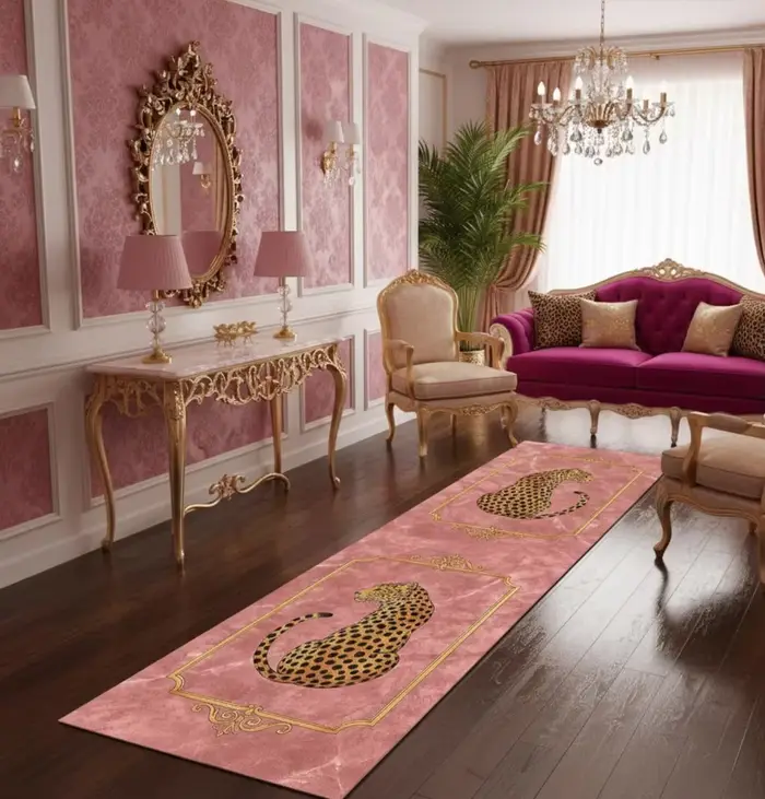 Tapis Long à thème Animal, léopard, loup, Style naturel Vintage, antidérapant, Durable, pour couloir