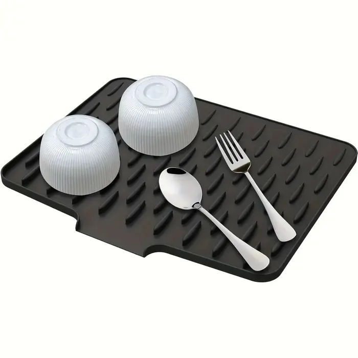 Tapis de drainage en silicone pour cuisine avec design de drainage intégré, facile à nettoyer, adapt