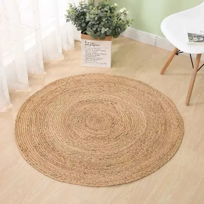 Tapis de rotin tissé à la main Rond Paille Jute